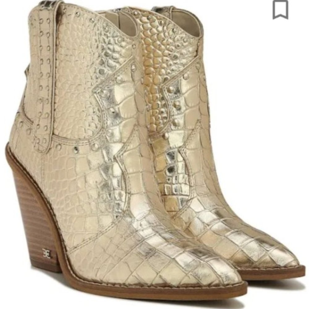Sam Edelman Gold Iris Western Studded Booties